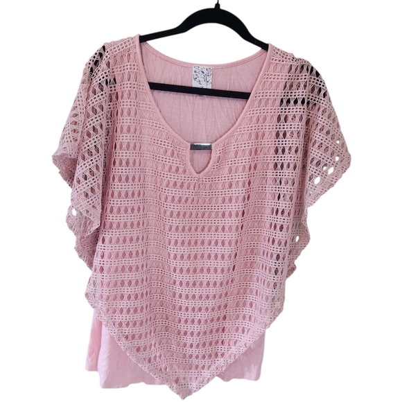 Naif Pink Crochet Poncho Top. - Picture 1 of 5